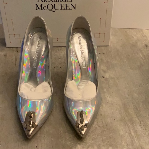 Alexander McQueen Silver Holo Heels - Picture 3 of 9